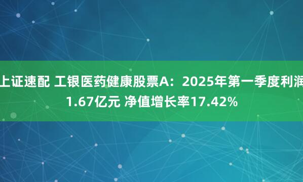 上证速配 工银医药健康股票A：2025年第一季度利润1.67亿元 净值增长率17.42%
