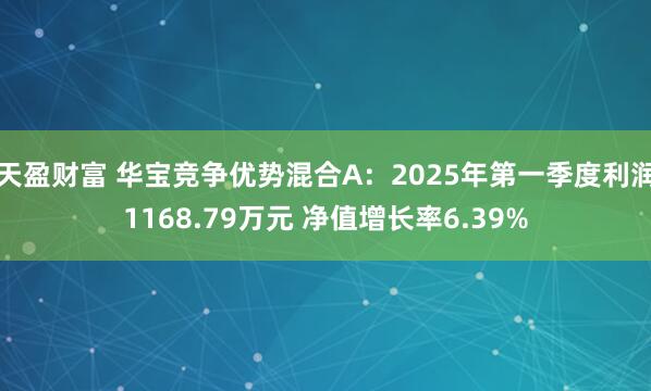 天盈财富 华宝竞争优势混合A：2025年第一季度利润1168.79万元 净值增长率6.39%